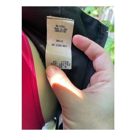 Vintage 80s Black Peplum Pencil Skirt 100% Cotton Sz 9 - Picture 12 of 12